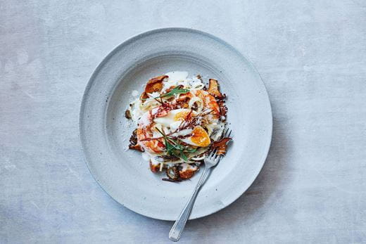 recipe image Linguines crémeuses aux crevettes